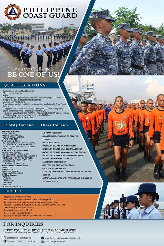 Jobseekers told Coast Guard recruitment starts this month Inquirer News