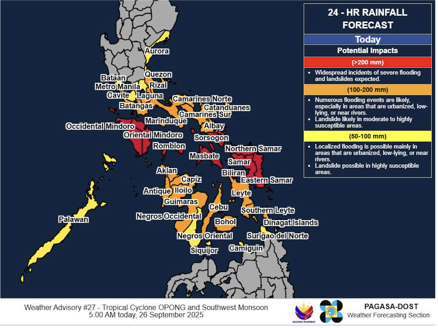 Opong, habagat to trigger heavy rains over Luzon, Visayas