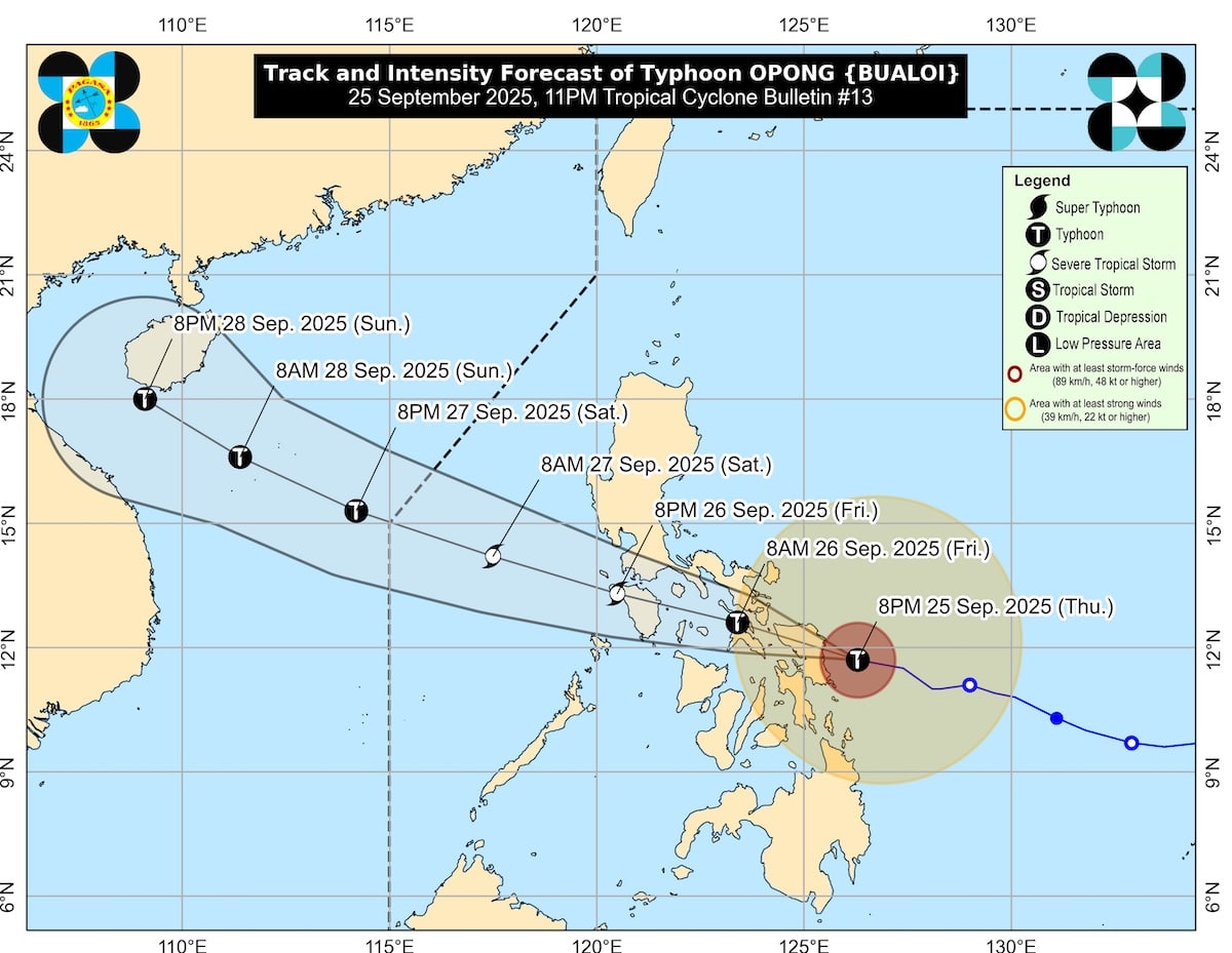 Signal No. 4 raised in several areas as Opong intensifies into typhoon
