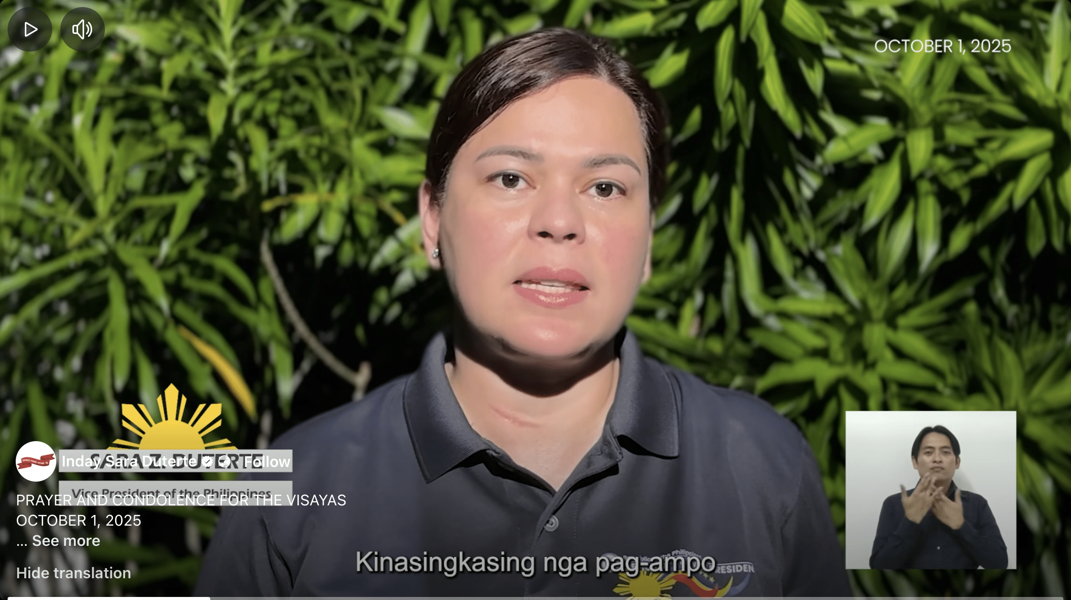 Sara Duterte in Cebu until Oct. 2 – OVP