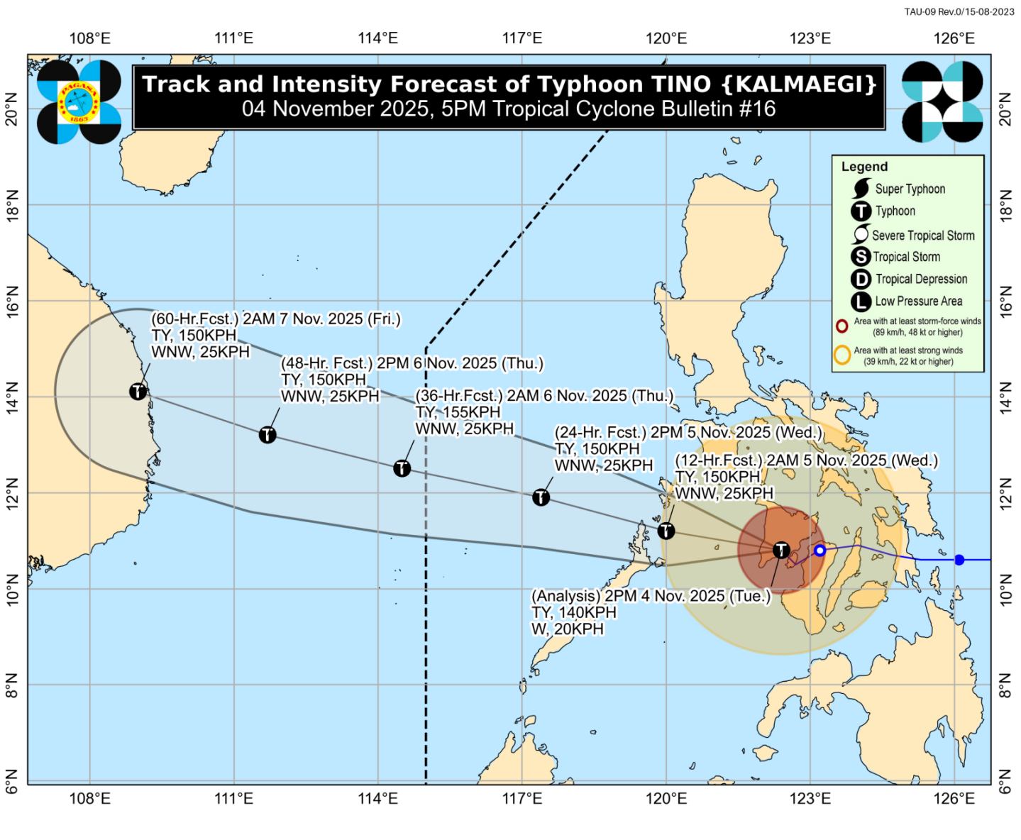 Tino maintains strength as it heads to Palawan; Signal No. 4 up in 4 areas
