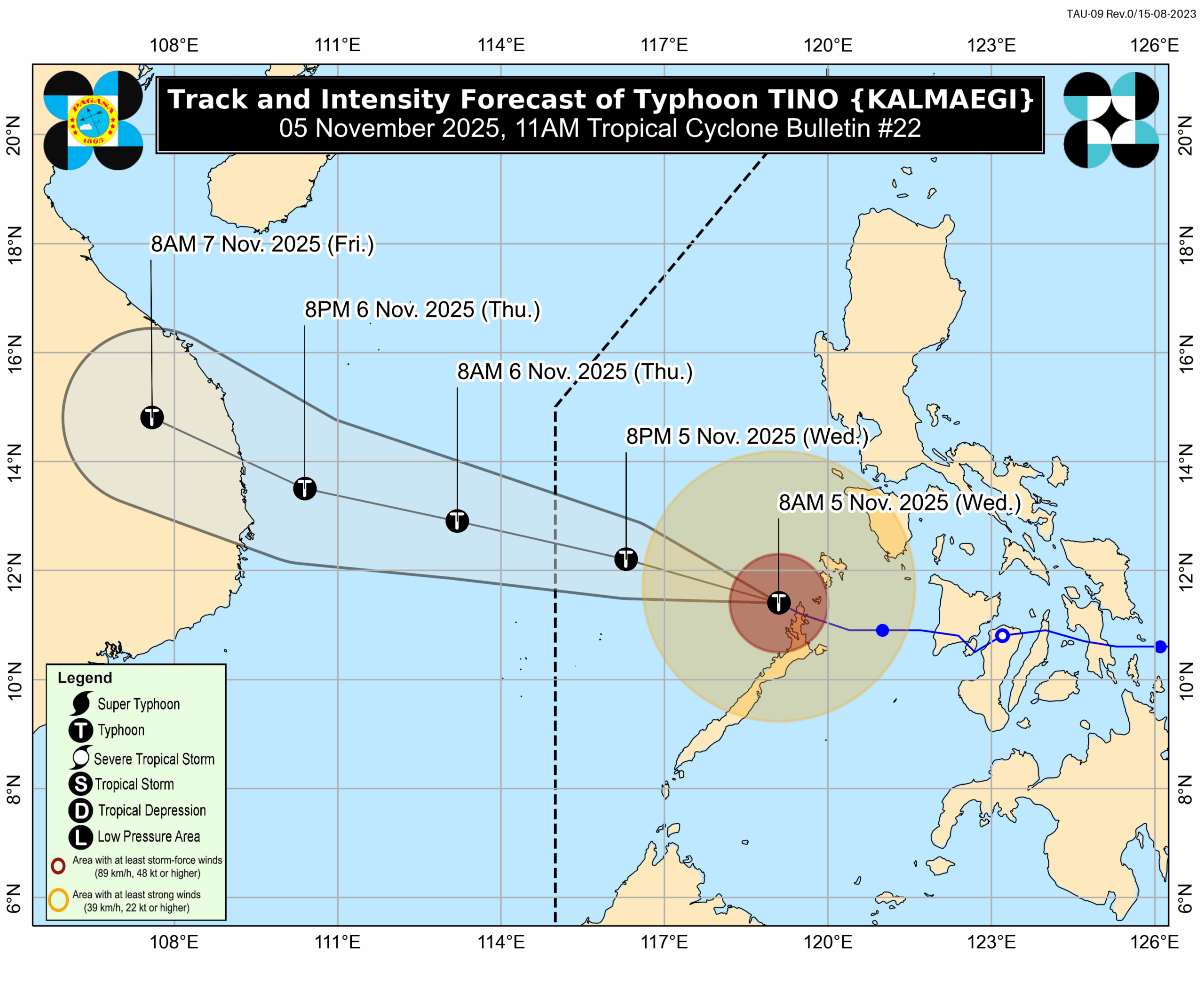 Typhoon Tino slightly intensifies, moves away from northern Palawan