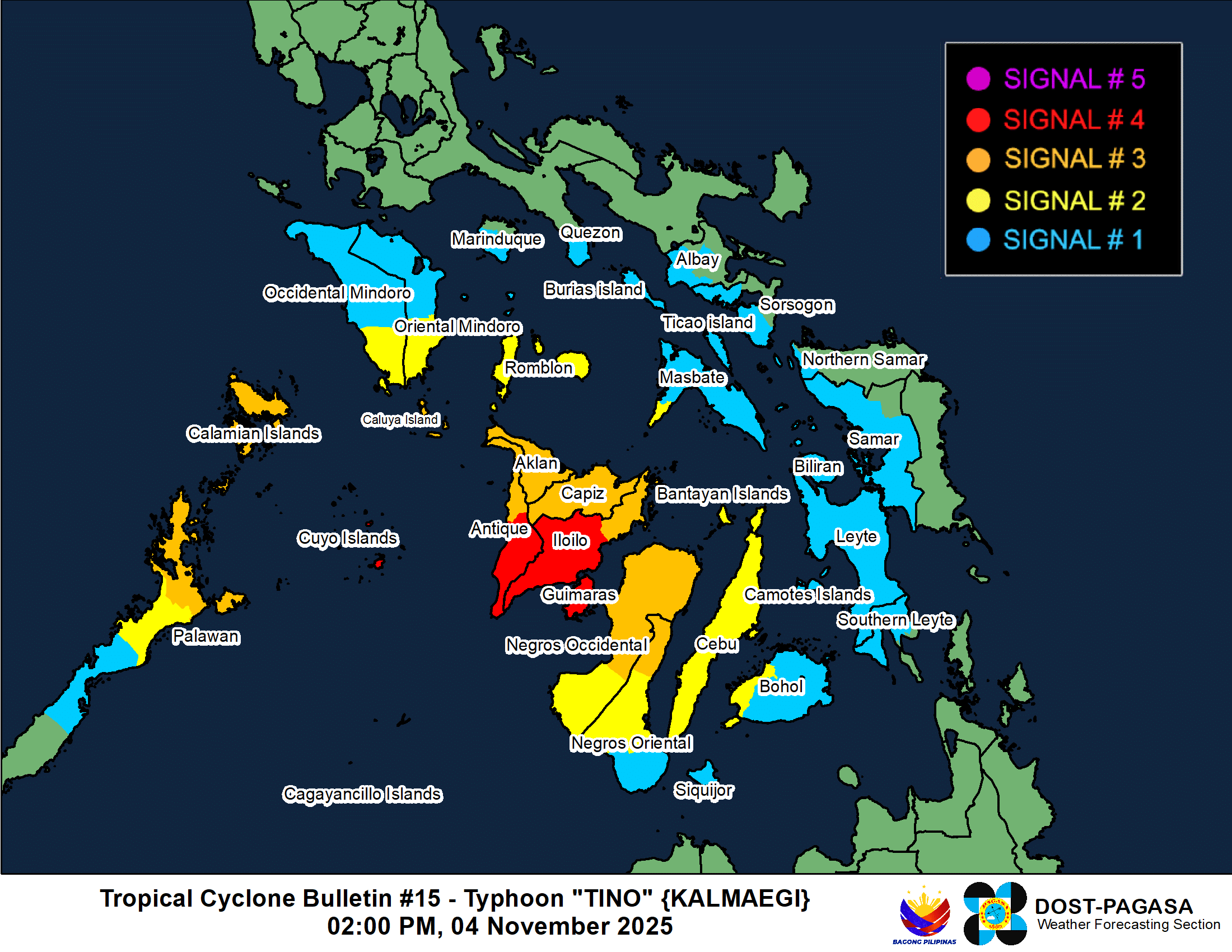 Typhoon Tino slightly weakens; 8 areas still under Signal No. 4