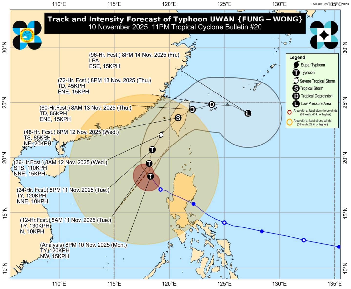 Signal No. 2 still up in 13 Luzon areas as Uwan moves over West PH Sea