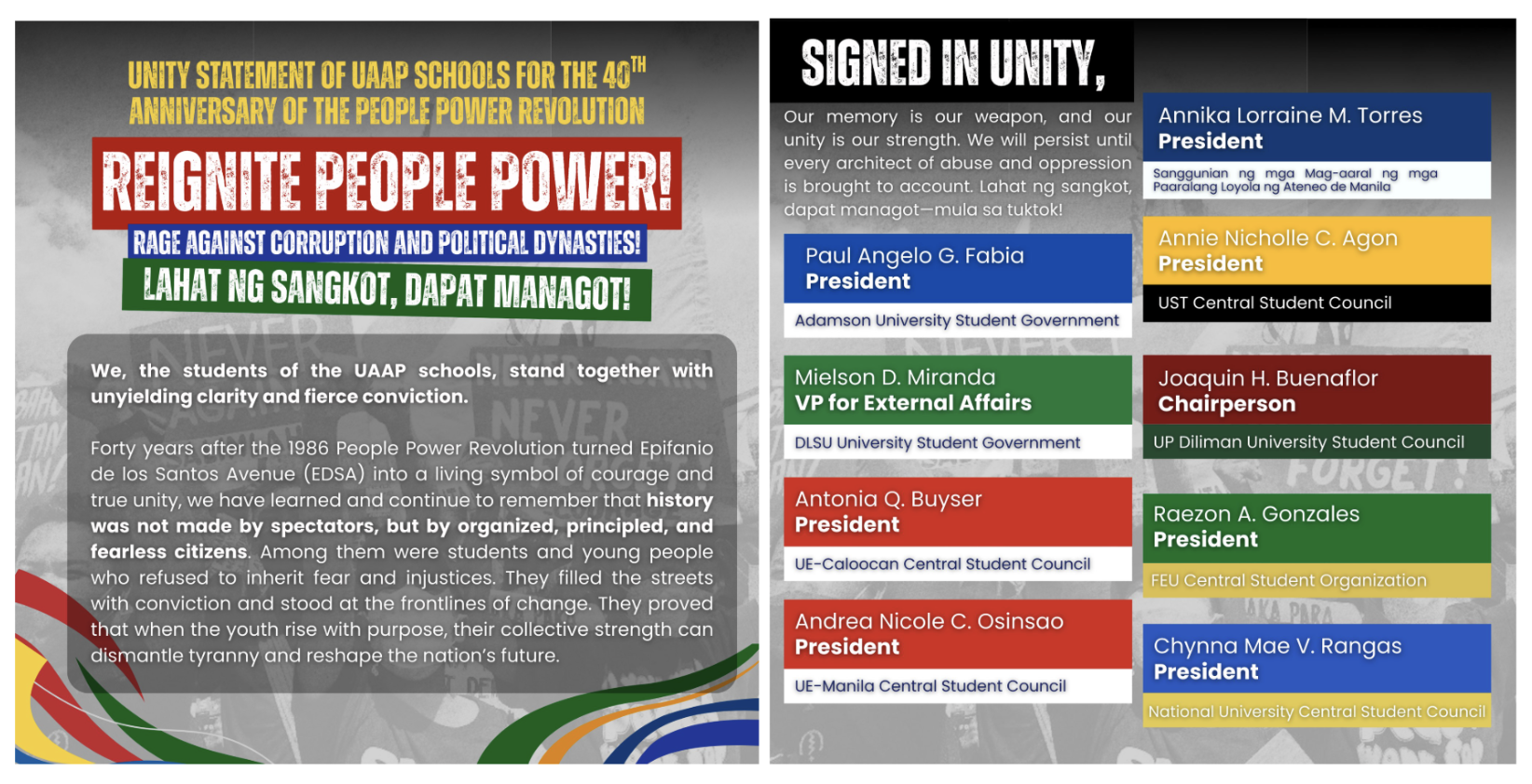 Edsa at 40: UAAP schools unite, set rivalries aside